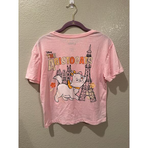 NWOT Disney Marie Cat Lady Vintage Aristocats Paris Cropped Pink Pastel Tee Sz L - Picture 4 of 5